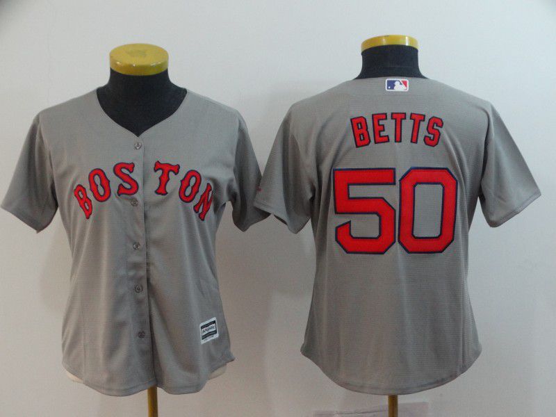 Women Boston Red Sox #50 Betts Grey Game MLB Jerseys->youth mlb jersey->Youth Jersey